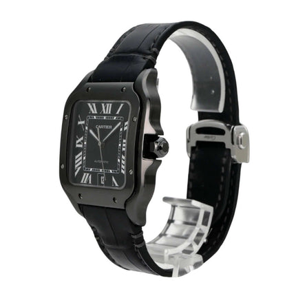 Cartier Santos de Cartier großes Modell WSSA0039 schwarzes DLC-Edelstahlarmband mit Automatikuhr