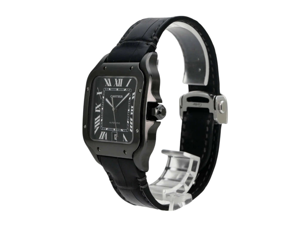 Cartier Santos de Cartier großes Modell WSSA0039 schwarzes DLC-Edelstahlarmband mit Automatikuhr