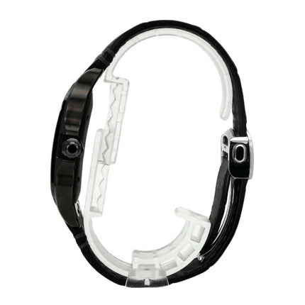 Cartier Santos de Cartier großes Modell WSSA0039 in Edelstahl mit DLC-Beschichtung und schwarzem Armband