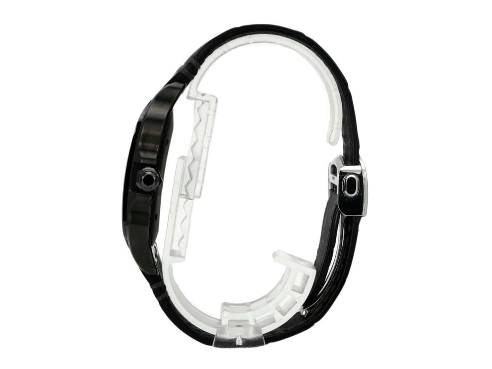 Cartier Santos de Cartier großes Modell WSSA0039 in Edelstahl mit DLC-Beschichtung und schwarzem Armband