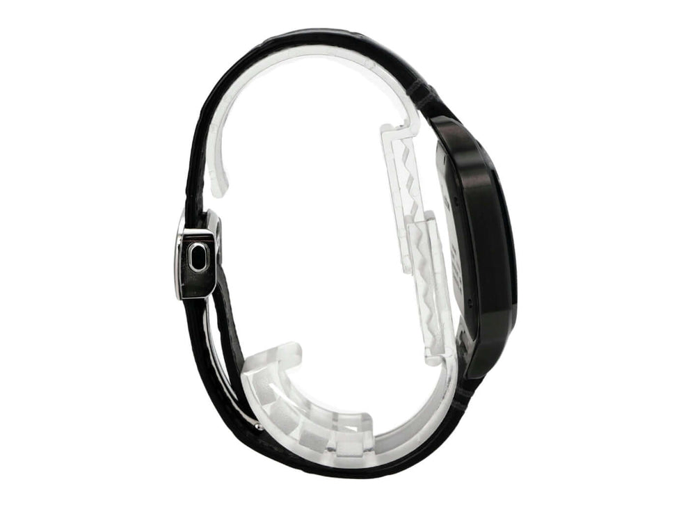 Cartier Santos de Cartier großes Modell WSSA0039 aus Edelstahl mit DLC-Beschichtung und schwarzem Kautschukband