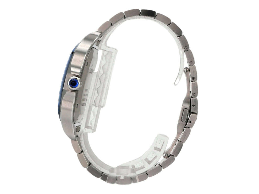 Cartier Santos de Cartier großes Modell WSSA0047 Edelstahl Gehäuse und Armband mit blauer DLC-Beschichtung