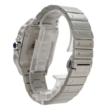 Cartier Santos de Cartier großes Modell WSSA0062 mit poliertem Edelstahlarmband und Quickswitch-Funktion.