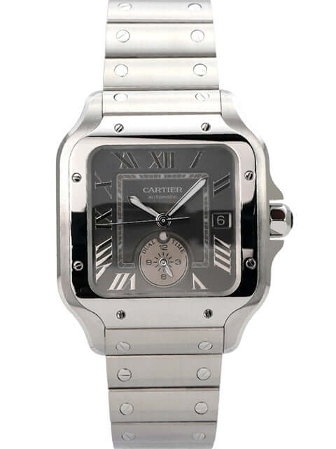 Cartier Santos de Cartier Dual Time WSSA0076 mit Edelstahl-Gehäuse und schwarzem Zifferblatt