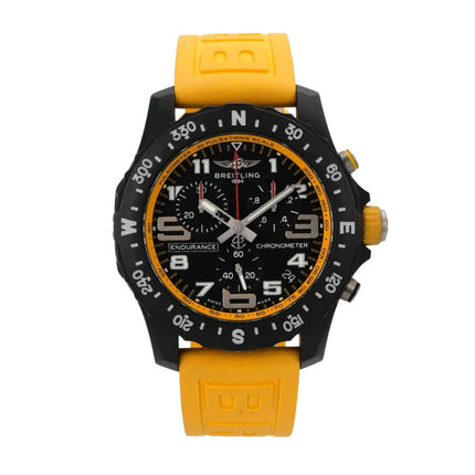 Breitling Endurance Pro X82310A41B1S1 Uhr mit schwarzem Zifferblatt und gelbem Kautschukband