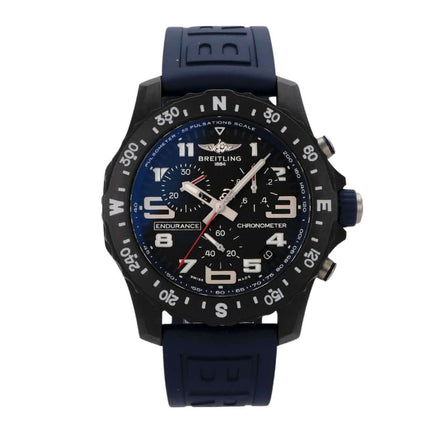 Breitling Endurance Pro X82310D51B1S1 aus 2020 mit schwarzem Zifferblatt und blauem Kautschukband