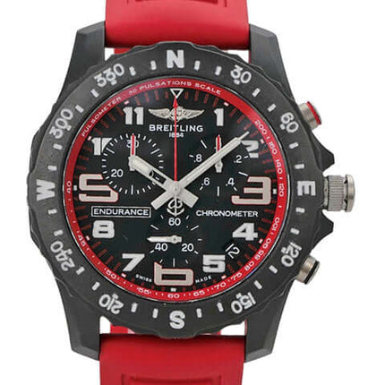Breitling Endurance Pro X82310D91B1S1 Armbanduhr mit rotem Kautschukband und schwarzem Zifferblatt