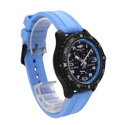 Breitling Endurance Pro 38 X83310281B1S1 blaues Kautschukband und schwarzes Zifferblatt. Chronograph und Chronometer.