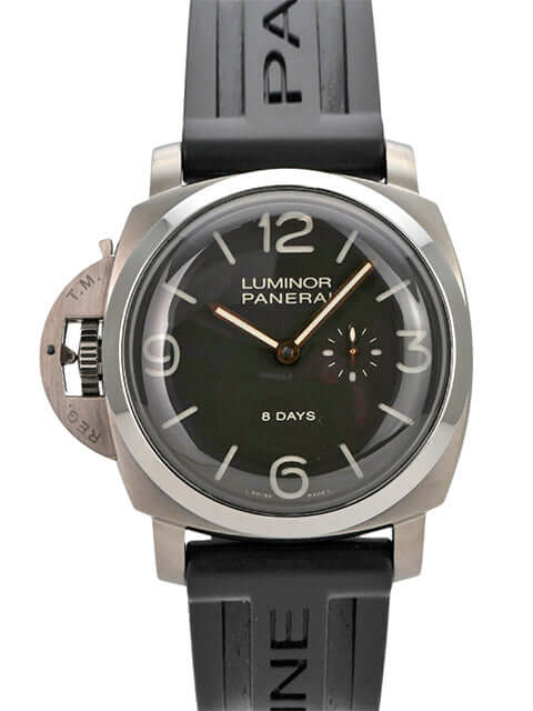 Panerai Luminor 1950 Left-Handed 8 Days Titanio PAM00368 mit schwarzem Kautschukband und grauem Zifferblatt