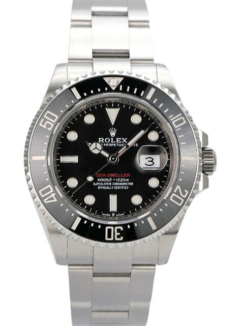 Rolex Sea-Dweller Ref. 126600 mit schwarzem Zifferblatt und Oyster-Edelstahlarmband, 43 mm Gehäuse.