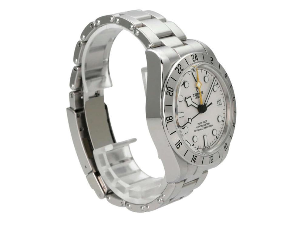 Tudor Heritage Black Bay Pro M79470-0004 Edelstahl-Uhr mit weißen Zifferblatt und GMT-Funktion