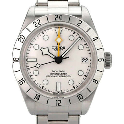 Tudor Heritage Black Bay Pro M79470-0004 Edelstahlgehäuse mit weißem Zifferblatt und 24-Stunden-Skala