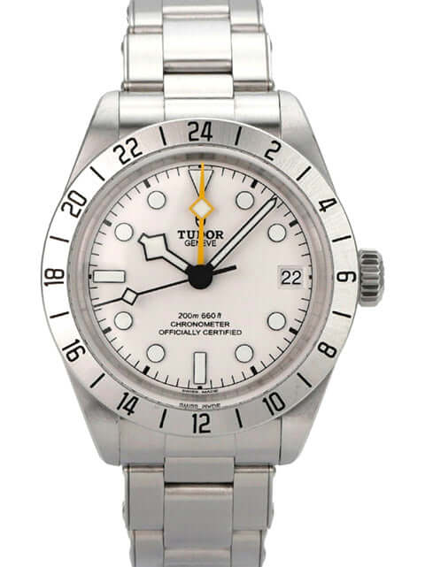 Tudor Heritage Black Bay Pro M79470-0004 Edelstahlgehäuse mit weißem Zifferblatt und 24-Stunden-Skala