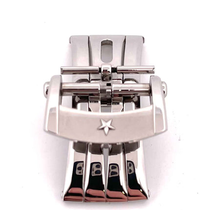 Zenith Chronomaster El Primero Open Edelstahl Dornschließe für schwarzes Lederband.