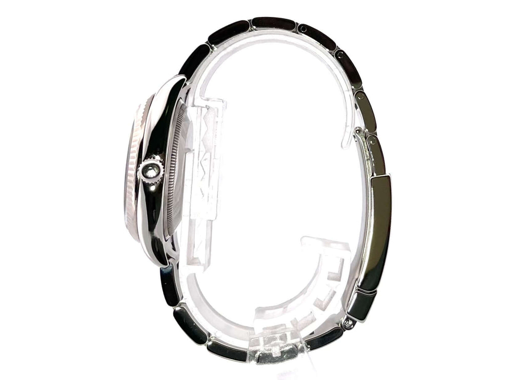 Rolex Air King Ref. 114234 Seitenansicht, poliertes und satiniertes Edelstahlgehäuse, Oyster-Armband, Faltschließe, 34 mm Durchmesser