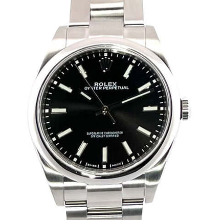 Rolex Oyster Perpetual 39 Schwarz 114300 Edelstahluhr, schwarzes Zifferblatt, Oyster Edelstahlband, Automatik, sehr guter Zustand, 2019