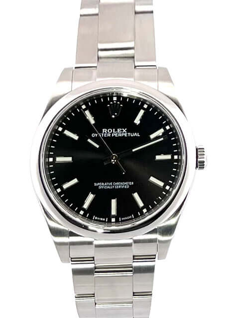 Rolex Oyster Perpetual 39 Schwarz 114300 Edelstahluhr, schwarzes Zifferblatt, Oyster Edelstahlband, Automatik, sehr guter Zustand, 2019