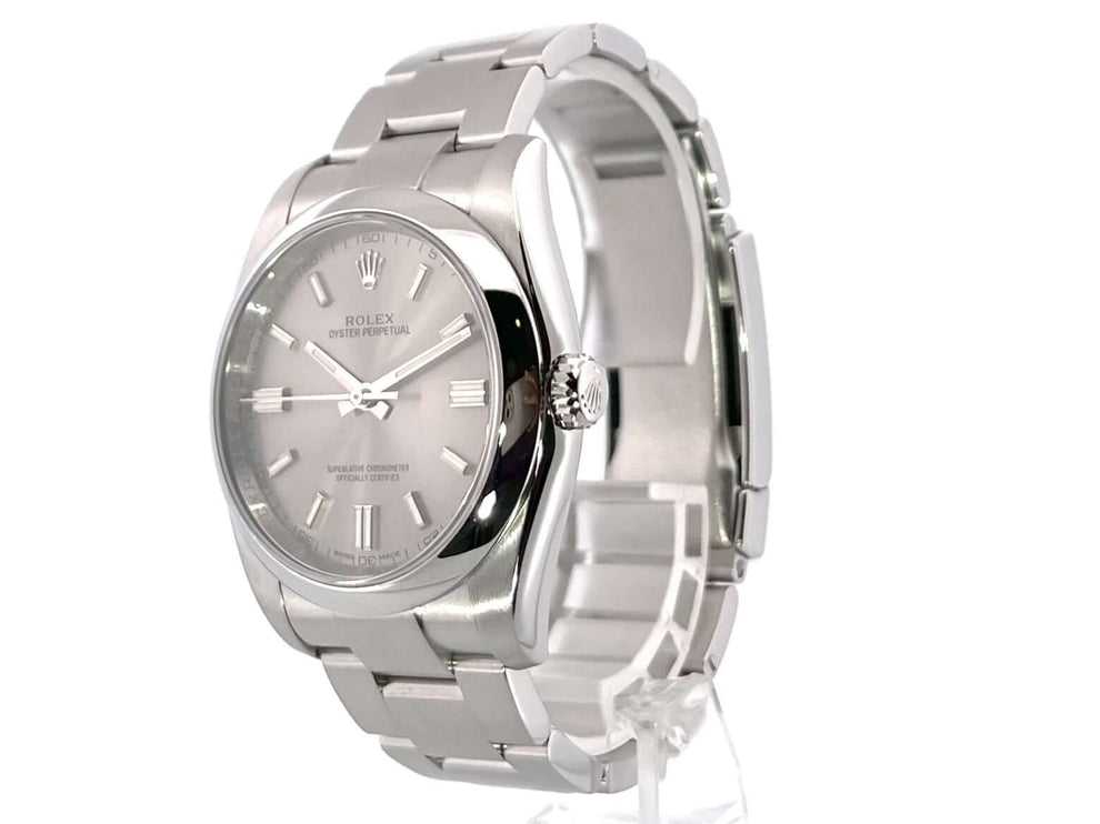 Rolex Oyster Perpetual 36 Ref. 116000 Edelstahl Uhr mit Stahlfarbenem Zifferblatt und Oyster Armband, aus 2014, sehr guter Zustand