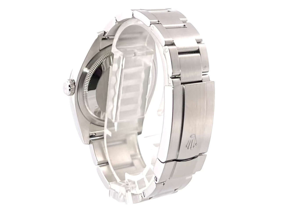 Rückseite des Rolex Oyster Perpetual 36 Ref. 116000 mit Edelstahl-Armband und Faltschließe, poliertes und satiniertes Gehäuse, sehr guter Zustand.