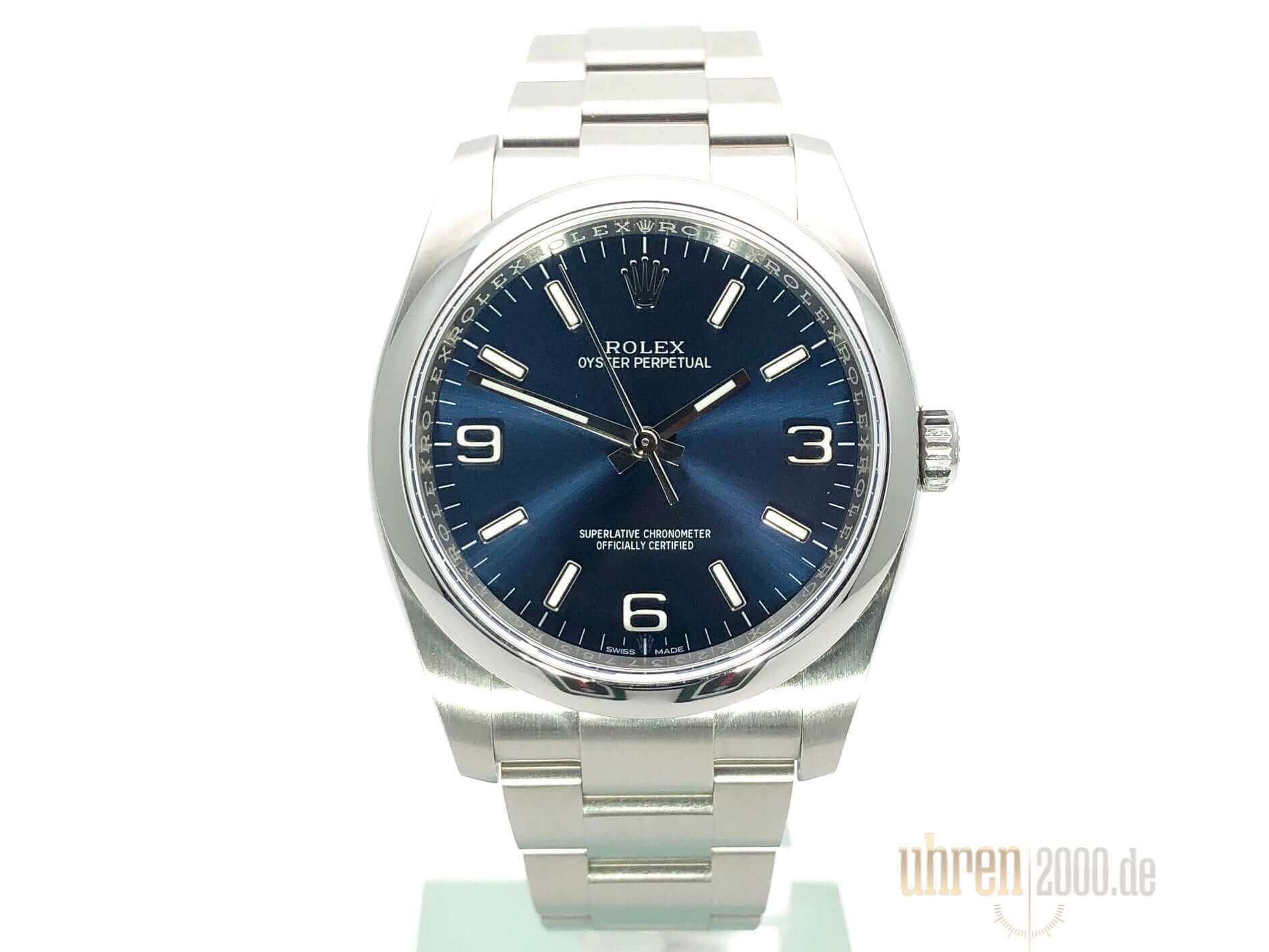 Rolex Oyster Perpetual 36 mm 116000 Zifferblatt Blau Arabisch