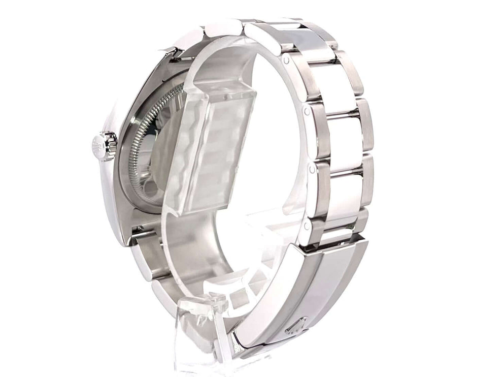 Rückansicht Rolex Datejust 36 Edelstahl 116200, poliertes und satiniertes Gehäuse, Oyster Armband mit Faltschließe