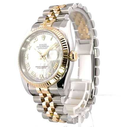 Rolex Datejust 36 Edelstahl Gelbgold 116233 Perlmutt Zifferblatt und Jubile-Armband Uhr