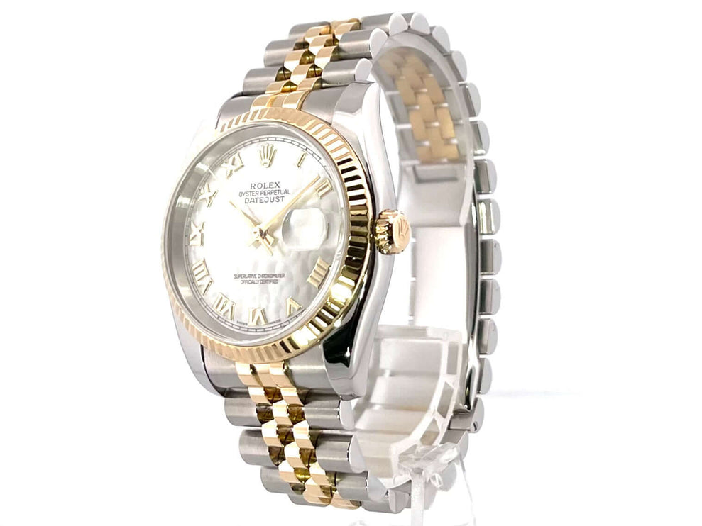 Rolex Datejust 36 Edelstahl Gelbgold 116233 Perlmutt Zifferblatt und Jubile-Armband Uhr