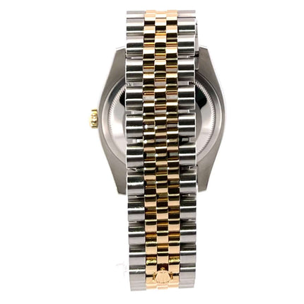 Rückseite des Rolex Datejust 36 Edelstahl Gelbgold 116233 mit Jubilé-Armband in Edelstahl und 18 kt Gelbgold