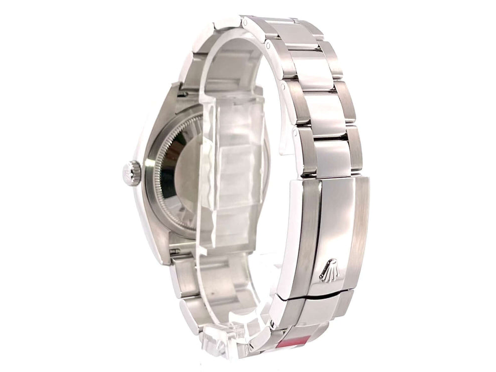 Rückseite des Rolex Datejust 36 Edelstahl Weißgold 116234 mit Oyster Edelstahl Armband und Faltschließe, poliert und satiniert