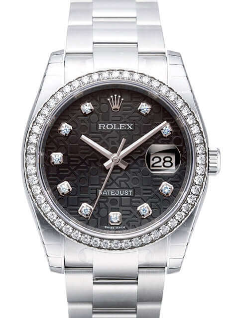 Rolex Datejust 36 Stainless Steel White Gold Diamond Bezel Ref