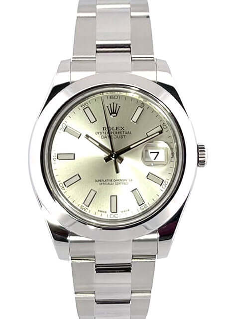 Rolex Datejust II 41 Silber Edelstahl Armbanduhr Ref. 116300, poliertes/satiniertes Gehäuse und Armband, automatisches Uhrwerk