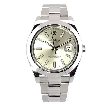 Rolex Datejust II 41 Edelstahl Ref. 116300 Silber, poliertes und satiniertes Gehäuse, silberfarbenes Zifferblatt, Oysterband, Automatik, aus 2015