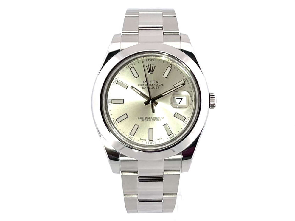 Rolex Datejust II 41 Edelstahl Ref. 116300 Silber, poliertes und satiniertes Gehäuse, silberfarbenes Zifferblatt, Oysterband, Automatik, aus 2015
