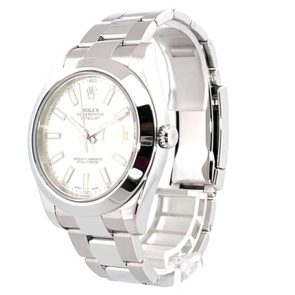 Rolex Datejust II 41 Edelstahl Ref. 116300, silberfarbenes Zifferblatt, 2015, poliertes und satiniertes Oyster Edelstahlband mit Faltschließe