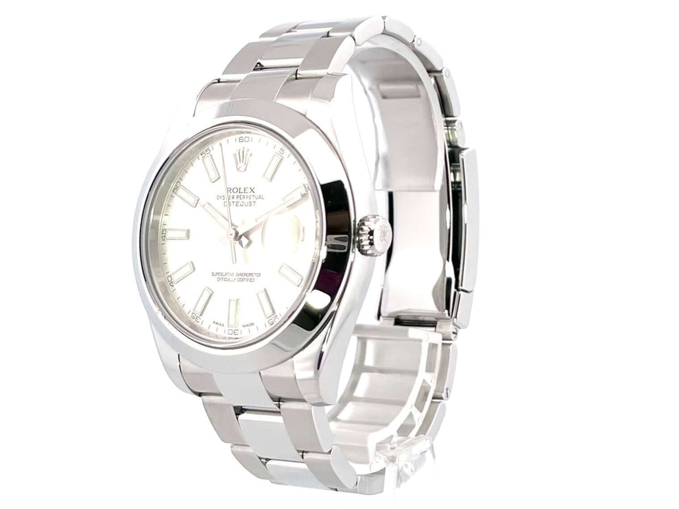 Rolex Datejust II 41 Edelstahl Ref. 116300, silberfarbenes Zifferblatt, 2015, poliertes und satiniertes Oyster Edelstahlband mit Faltschließe