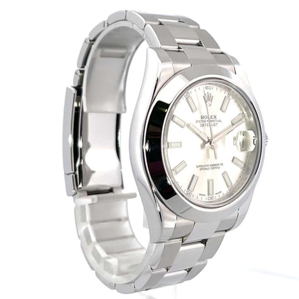 Rolex Datejust II 41 Edelstahl Ref. 116300 Silber, poliertes Gehäuse, silberfarbenes Zifferblatt mit Leuchtindizes, Oysterband, Automatik, 2015
