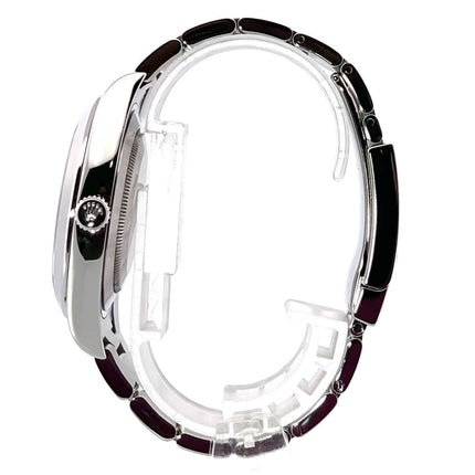 Rolex Datejust II 41 Edelstahl 116300 Silber Seitenansicht, poliertes Edelstahl-Gehäuse und Oysterband mit Faltschließe