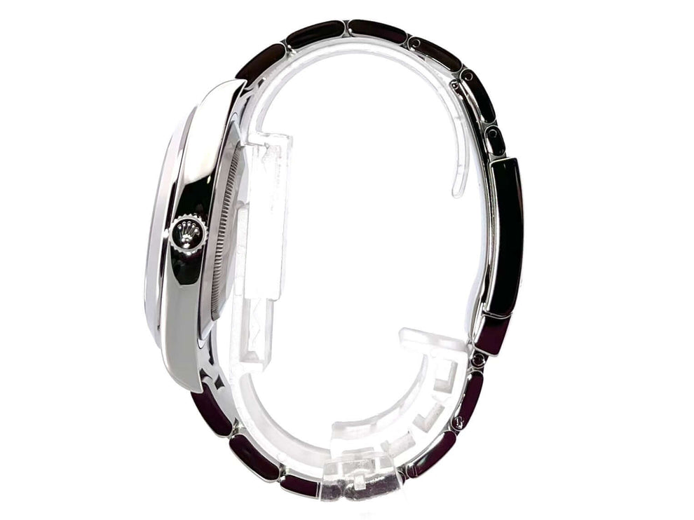 Rolex Datejust II 41 Edelstahl 116300 Silber Seitenansicht, poliertes Edelstahl-Gehäuse und Oysterband mit Faltschließe