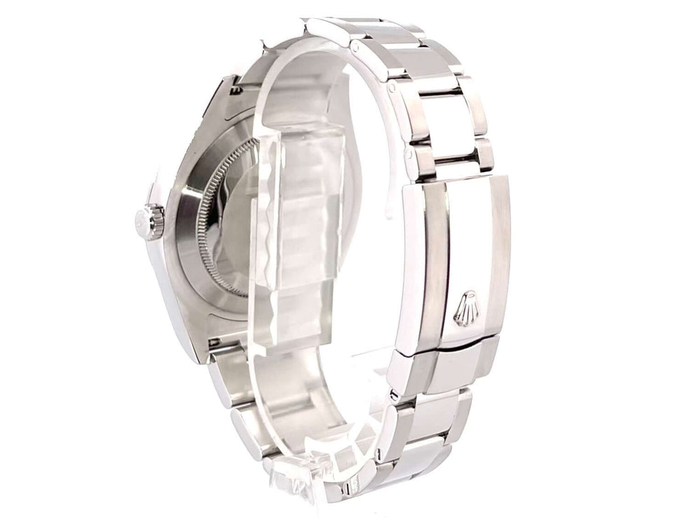 Rückansicht der Rolex Datejust II 41 Edelstahlarmband Ref. 116300 mit polierter Faltschließe