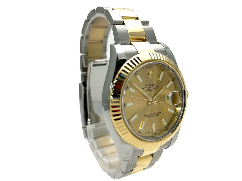 Rolex Datejust II 41 Edelstahl Gelbgold 116333 Champagner Zifferblatt, Edelstahl- und 18 kt Gelbgold-Armband, Automatikwerk, Seitenansicht