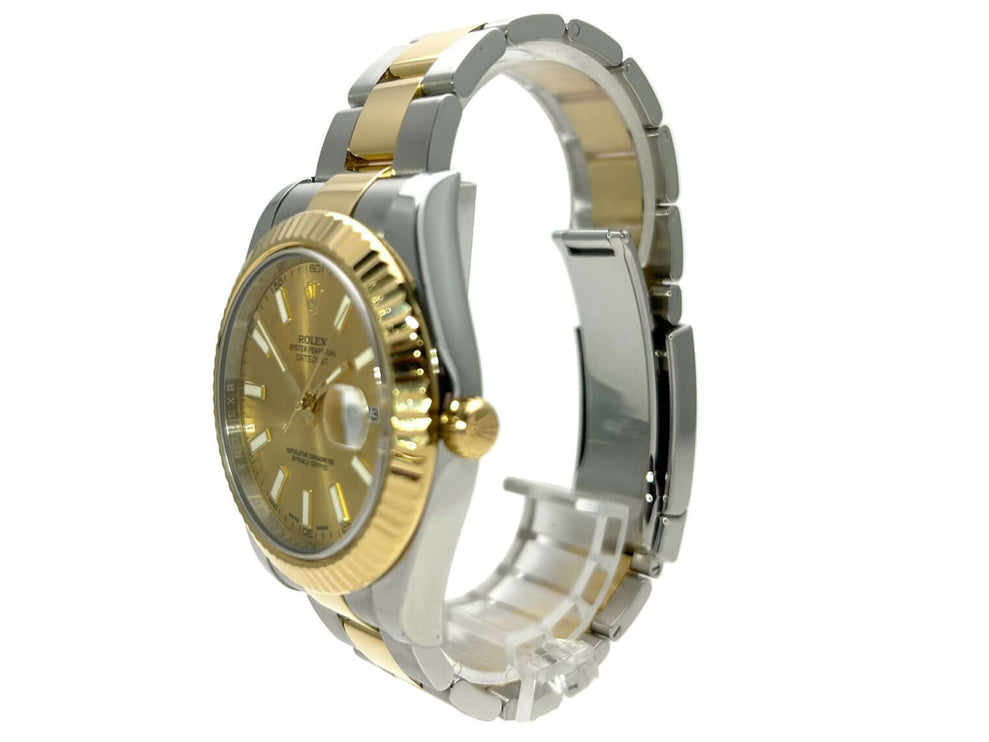 Rolex Datejust II 41mm Edelstahl Gelbgold 116333 Champagner Zifferblatt, Armband aus Edelstahl und 18 kt Gelbgold, Automatikwerk.