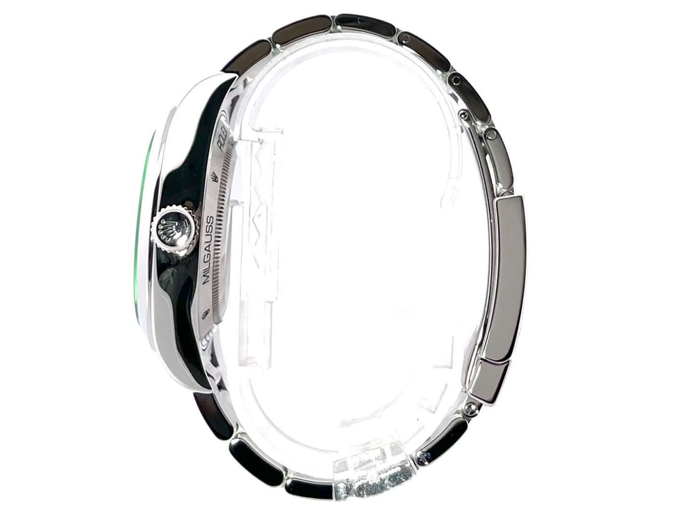 Rolex Oyster Perpetual Milgauss 116400GV Edelstahlgehäuse seitliche Ansicht