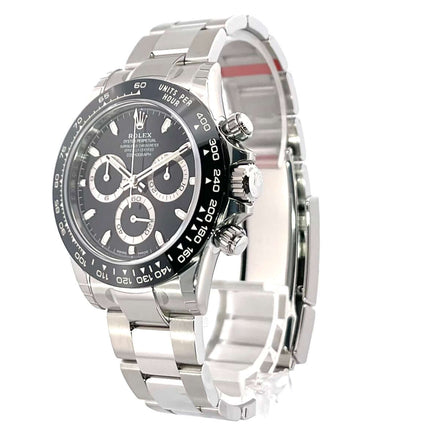 Rolex Daytona Edelstahl Ref. 116500LN mit schwarzem Zifferblatt, Keramiklünette, Edelstahlgehäuse und Oysterarmband