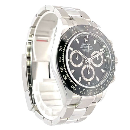 Rolex Daytona 116500LN Edelstahl mit schwarzem Zifferblatt und Keramik-Lünette, Tachymeterskala, poliertes und satiniertes Oyster-Armband