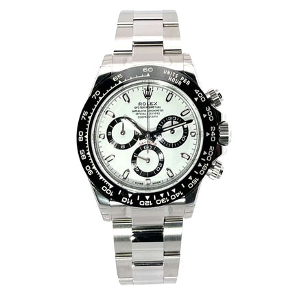 Rolex Daytona Edelstahl 116500LN weiß, Keramik Lünette, Oyster Armband, Chronometer, Saphirglas, poliert und satiniert.