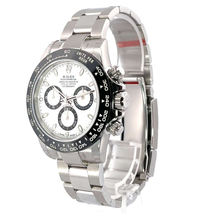 Rolex Daytona Edelstahl 116500LN Weißes Zifferblatt, poliertes und satiniertes Edelstahlgehäuse, Keramik Lünette, Oyster Armband