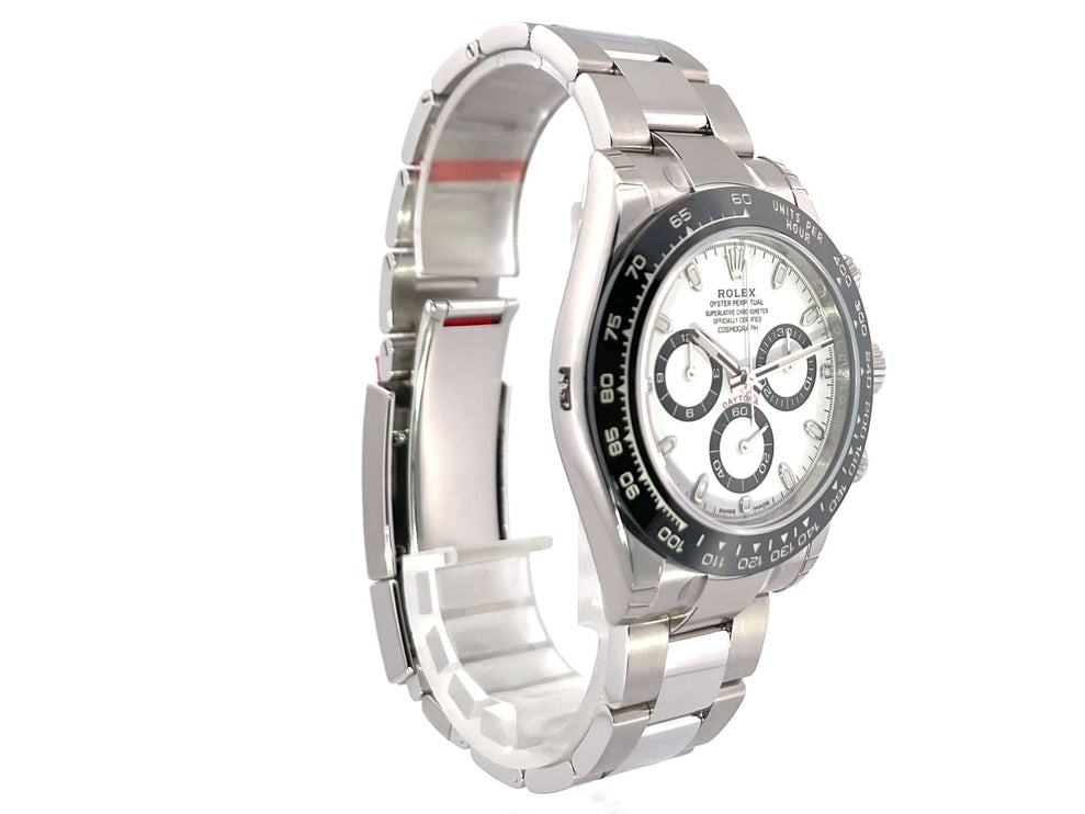 Rolex Daytona Edelstahl Ref. 116500LN Weiß, Poliert und Satiniert, Keramik Lünette, Oyster Armband, Tachymeterskala, LC100
