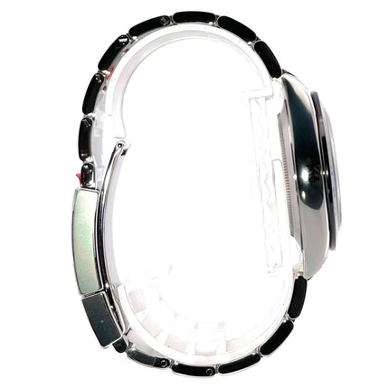 Rolex Daytona Edelstahl 116500LN Seitenansicht des geschlossenen Armbands, poliertes und satiniertes Oyster Edelstahlarmband, LC100.