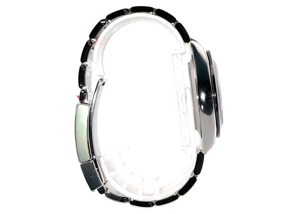 Rolex Daytona Edelstahl 116500LN Seitenansicht des geschlossenen Armbands, poliertes und satiniertes Oyster Edelstahlarmband, LC100.