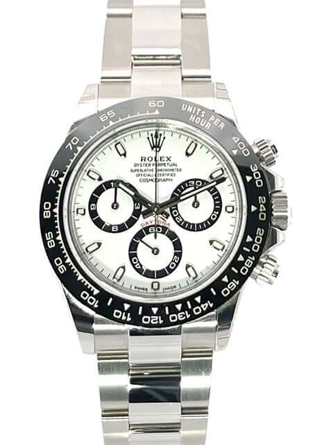 Rolex Daytona Edelstahl 116500LN Weißes Zifferblatt mit Keramik-Lünette und Oyster Edelstahl Armband. Chronometer 2020 Modell.